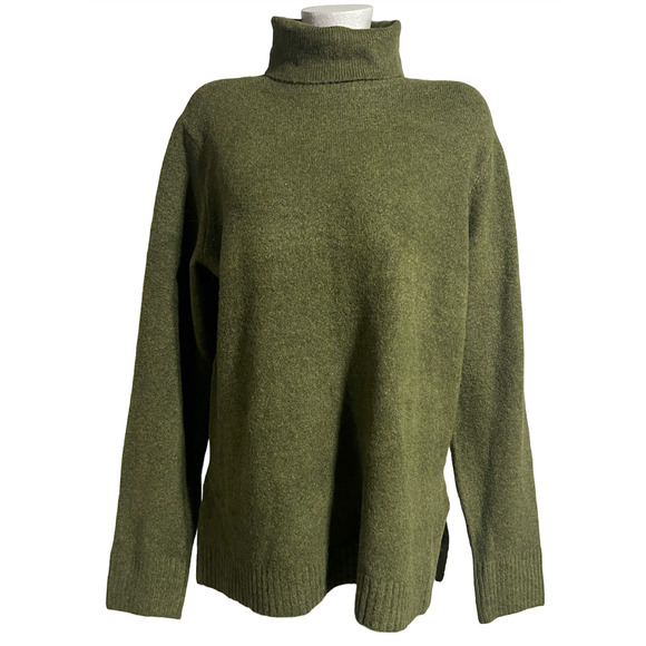J.CREW HEATHER LODEN GREEN EXTRA SOFT YARN TURTLENECK SWEATER BL761 SIZE LARGE - Picture 2 of 6